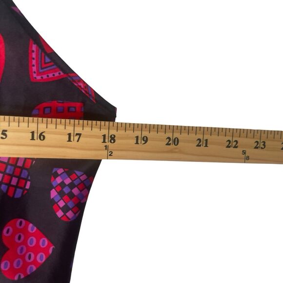 Private Luxuries Plus Size 1X Black Red Hearts Love Satin Slip Dress Night Gown - Picture 8 of 9